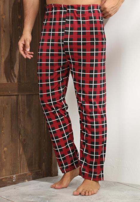 Pantaloni de Pijama ,Big Size ,Barbati,Culoare Rosu cu Alb,Engros